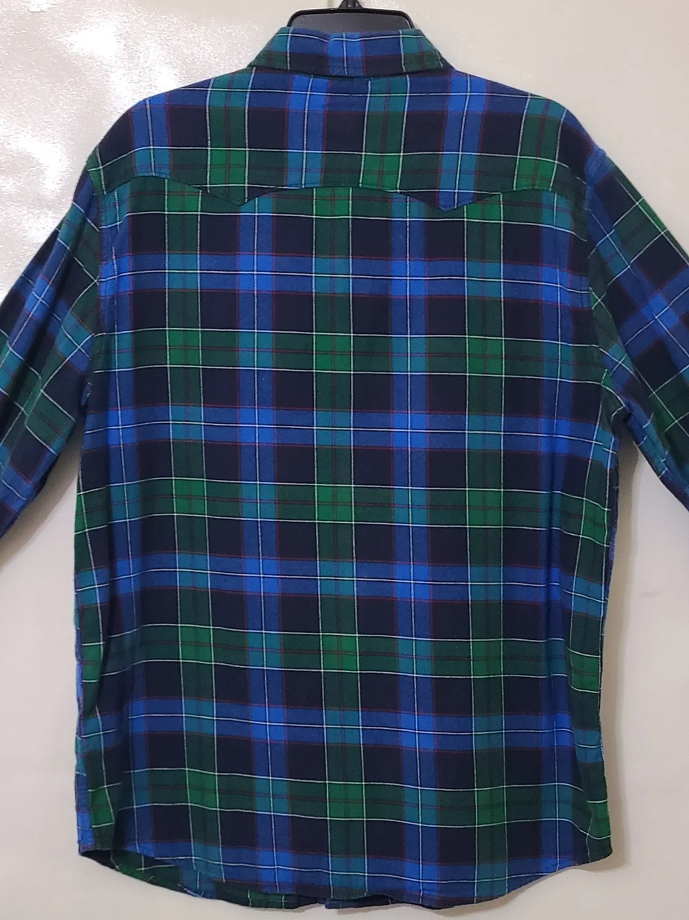 Levi's‎ Green & Blue Plaid Modern Fit Long Sleeve Western Pearl Snap Shirt - XL